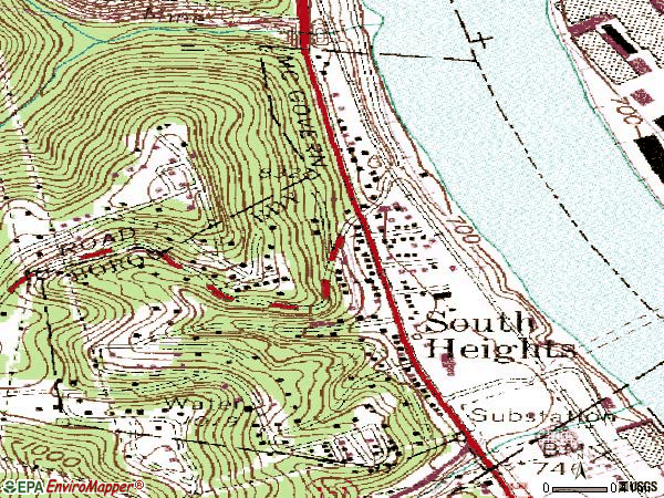 Zip code 15081 topographic map