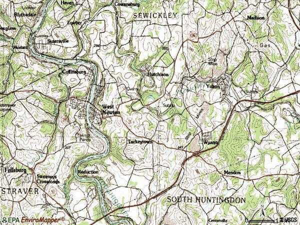 Zip code 15089 topographic map