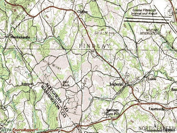 Zip code 15126 topographic map