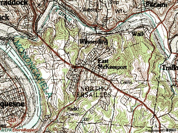 Zip code 15137 topographic map