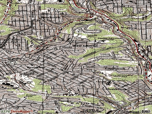 Zip code 15226 topographic map