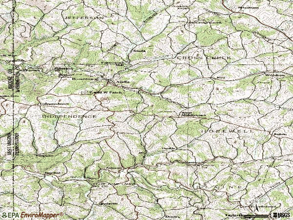 Zip code 15312 topographic map