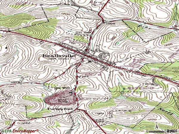Zip code 15313 topographic map