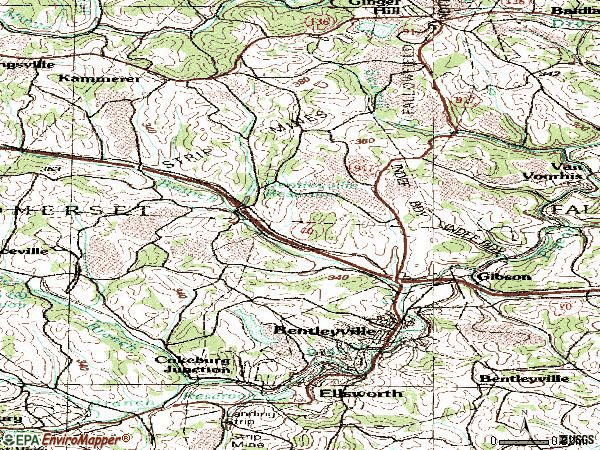Zip code 15314 topographic map