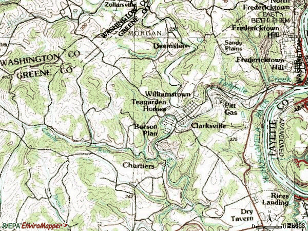 Zip code 15322 topographic map