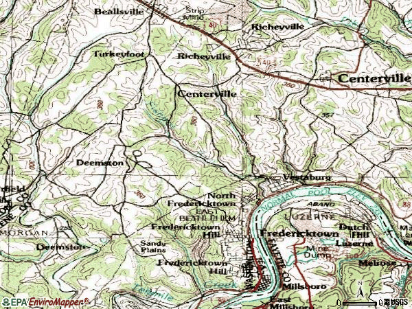 Zip code 15333 topographic map