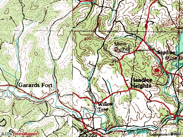 Zip code 15334 topographic map