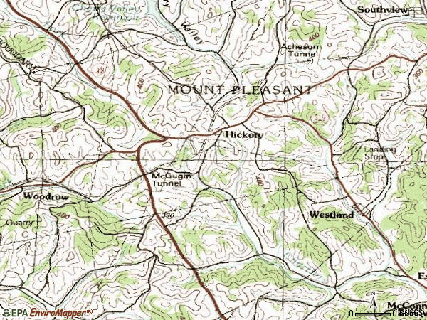 Zip code 15340 topographic map