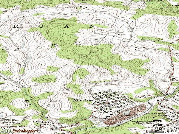 Zip code 15346 topographic map