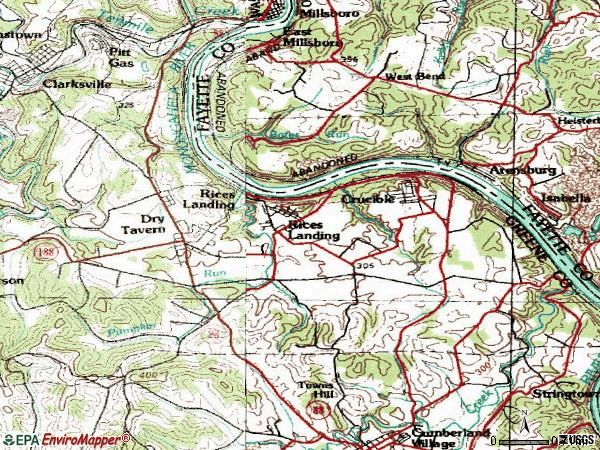 Zip code 15357 topographic map
