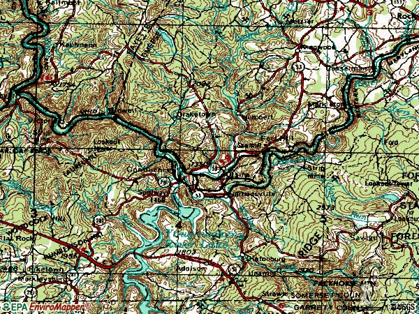 Zip code 15424 topographic map