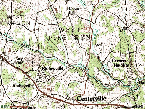 Zip code 15427 topographic map