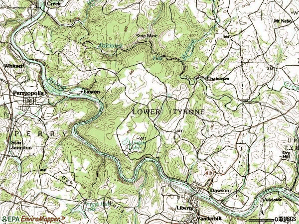 Zip code 15428 topographic map
