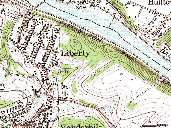 Zip code 15430 topographic map