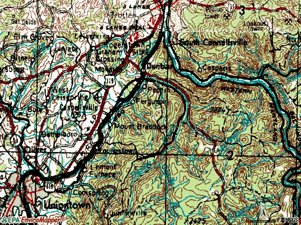 Zip code 15431 topographic map
