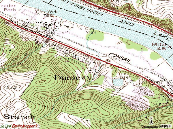 Zip code 15432 topographic map