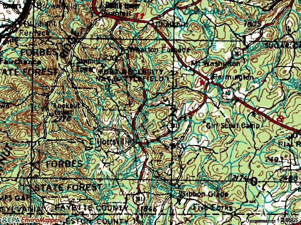 Zip code 15437 topographic map