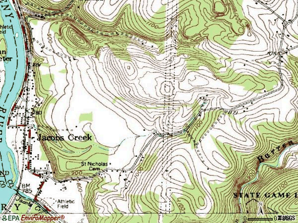Zip code 15448 topographic map