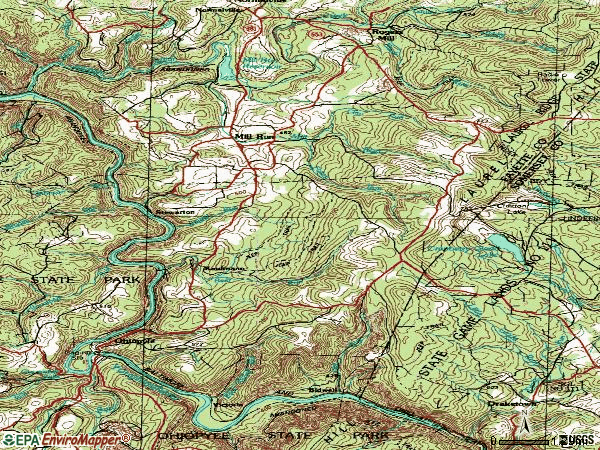 Zip code 15464 topographic map