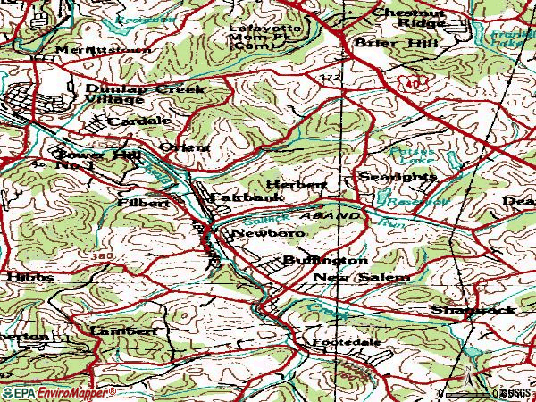 Zip code 15468 topographic map