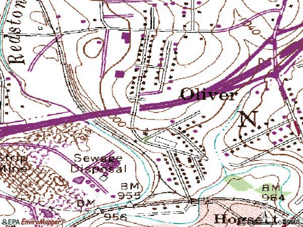Zip code 15472 topographic map