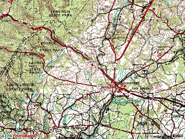 Zip code 15501 topographic map