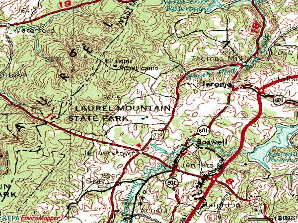 Zip code 15531 topographic map