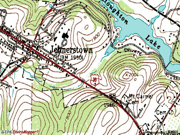 Zip code 15547 topographic map
