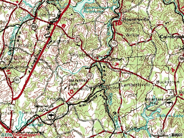 Zip code 15563 topographic map