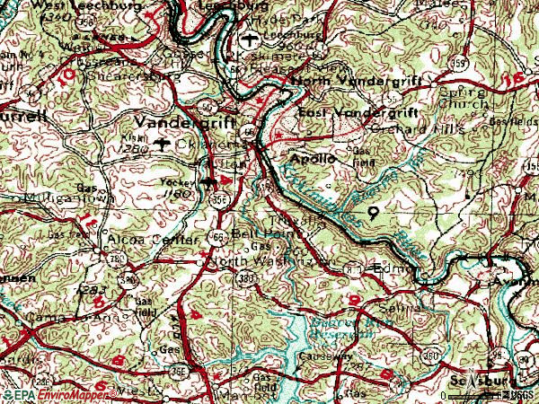Zip code 15613 topographic map