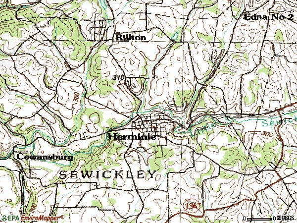 Zip code 15637 topographic map