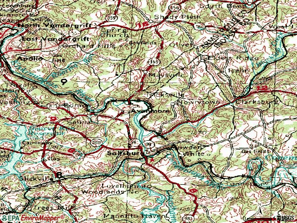 Zip code 15681 topographic map