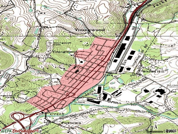 Zip code 15697 topographic map