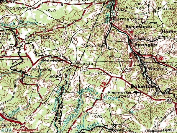 Zip code 15714 topographic map