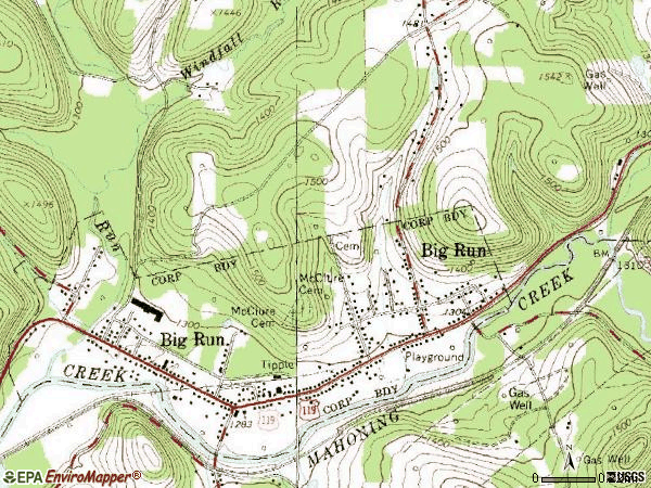 Zip code 15715 topographic map