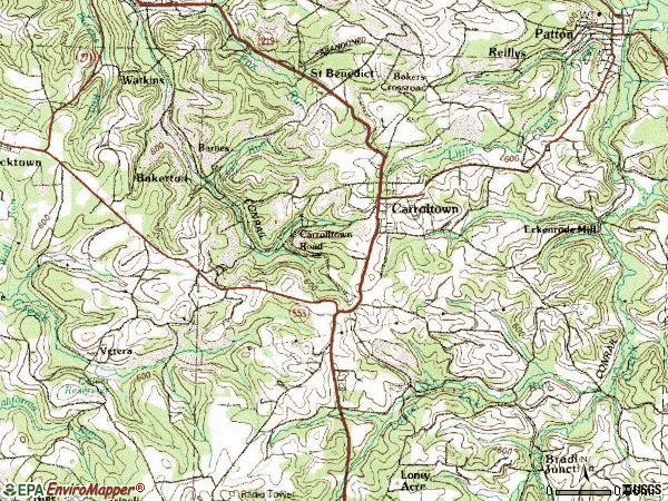 Zip code 15722 topographic map