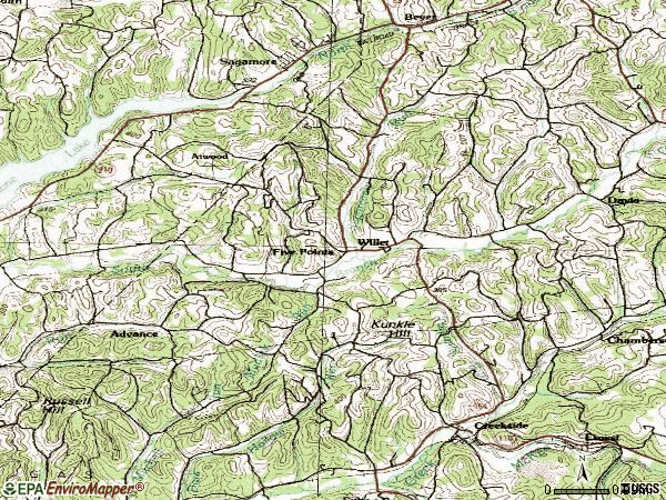 Zip code 15732 topographic map
