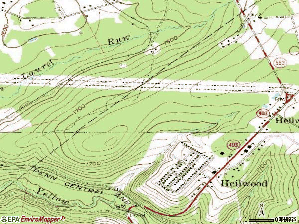 Zip code 15745 topographic map