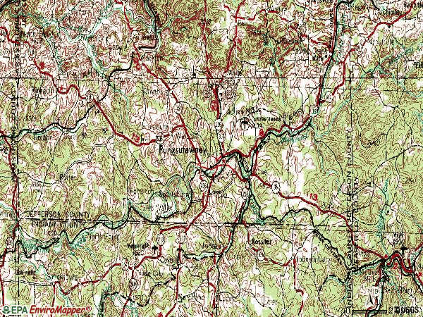 Zip code 15767 topographic map