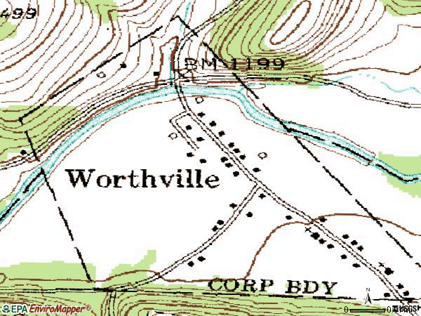 Zip code 15784 topographic map
