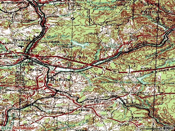 Zip code 15801 topographic map