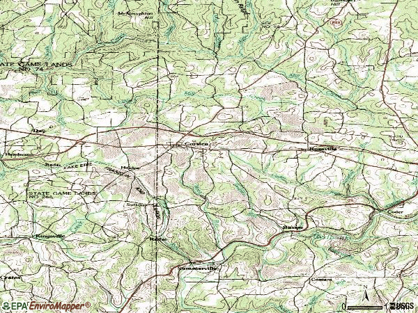 Zip code 15829 topographic map
