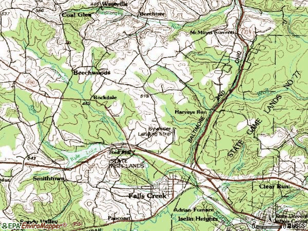 Zip code 15840 topographic map