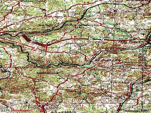 Zip code 15851 topographic map