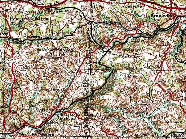 Zip code 15864 topographic map
