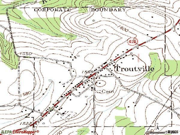 Zip code 15866 topographic map