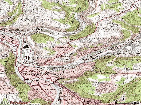 Zip code 15901 topographic map