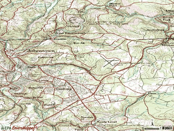 Zip code 15904 topographic map