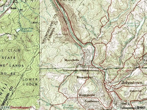 Zip code 15906 topographic map