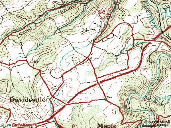 Zip code 15928 topographic map